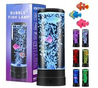 Lnrueg Bubble Fish Lamp, 4 Lighting Modes 16 Colors, Artificial Fish Tank Lava Night Light, Battery and USB Powered Mini Bubble Lamp with Remote Control, LED Lava Lamp (Black)