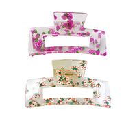 Lnrueg Girls Ladies Big Large Causal Hair Claw Clips Acrylic 2PCS Creative Strong Decorative Fruits Hair Jaw Clips Hair Clamp for Women