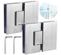 Lnrueg Glass Shower Door Hinges 180 Degree 2 Pack, Frameless Glass to Glass Hinge for 8mm-12mm, Stainless Steel Door Hinges, Heavy Duty Bathroom Door Hinges