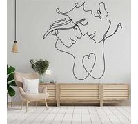 LNSIN Male and female couple line abstract avatar art vinyl wall sticker home living room bedroom fashion minimalist sticker mural57x57cm