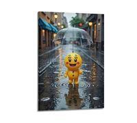 LNSIZH Interior Decoration Smiley Ball Walking in The Rain Poster Decorative Painting Canvas Wall Posters And Art Picture Print Modern Family Bedroom Decor Posters 08x12inch(20x30cm)