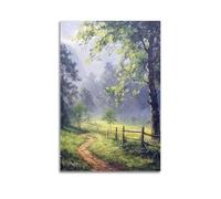 LNSIZH Landscape Oil Painting Poster. Tree-lined Road in The Countryside. 12x18 inch Canvas Art Print. Modern Family Bedroom Decor. Hallway Wall Art