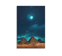 LNSIZH Landscape Poster Egyptian Pyramids Under A Shooting Star at Night Poster Decorative Painting Canvas Wall Posters And Art Picture Print Modern Family Bedroom Decor Posters 08x12inch(20x30cm)