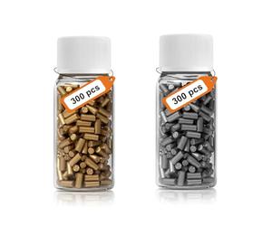 LNSYSNS 600-Piece Flint Stone Set with Storage Bottle, 2.2 × 5 mm Replacement Flints, Universal Lighter Flints for Zippo and Clipper Lighters (Silver + Gold)