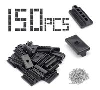 LNSYSNS Pack of 150 6 mm Plastic Patio Clips, Including Hidden Attachment T-Clip - Specially Designed for WPC/BPC Floors, with Cover Strips & Seal, Ideal for WPC Flooring Holders