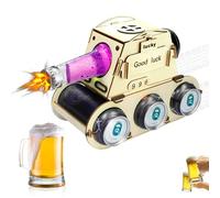 LNSYSNS Personalised Bottle Carrier in Tank Design Made of Wood, Gift for Men, 30, 40, 50th Birthday Man, Celebration and Unique Bottle Carrier Wood