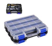 LNSYSNS Tool Organiser Box, 34-Compartment Screw Organiser Storage Box, Double Sided Organizer with Removable Dividers, for Storing and Separating Screws and Small Parts