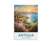 LNUYITR Antigua The Caribbean Vintage Travel Poster 08x12inch(20x30cm) Canvas Art Posters And Wall Art Picture Prints Modern Home Bedroom Decor Posters