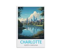 LNUYITR Charlotte North Carolina Vintage Travel Poster 12x18inch(30x45cm) Canvas Art Posters And Wall Art Picture Prints Modern Home Bedroom Decor Posters