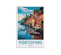 LNUYITR Italy Portofino Vintage Travel Poster 08x12inch(20x30cm) Canvas Art Posters And Wall Art Picture Prints Modern Home Bedroom Decor Posters