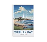 LNUYITR Whitley Bay Lighthouse Vintage Travel Poster 20x30inch(50x75cm) Canvas Art Posters And Wall Art Picture Prints Modern Home Bedroom Decor Posters