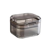 Lnvisible Braces Box Orthodontic Retainer Teeth Corrector Portable Denture Storage Box(TransparentBlack)