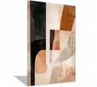 LNwnmyyg Neutral Earth Tone Geometric Shape Abstract Canvas Wall Art, Minimal Textured Block Print Poster, Boho Wall Decor(30x40cmx3/Without frame)