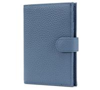 LnxLtw Leather Passport Holder for Travel Women - RFID Blocking Passport Wallet with Card Slots, Coin Pocket & SIM Slot - Slim Genuine Leather Travel Organizer - Elegant Grey, Denim Blue, slim