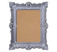 Lnxp 50TR Baroque Frame with Glass 56 x 46 cm Rectangular Repro Pictures for 30 x 40 cm or 40 x 30 cm Baroque Antique Silver