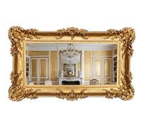 Lnxp Wall Mirror Baroque Antique Gold Shiny, Baroque Rococo Shabby Chic Style with Ornamental Embellishments 96 x 57 cm