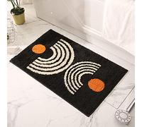 LNXSESN Bath Mat Beige Black Orange Bathroom Mat Soft Microfiber Bath Mats Non Slip Bath Matt Ultra Water Absorbent Bathmat Door Mat Machine Washable Bathroom Rug 50x80cm
