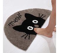 LNXSESN Bath Mat Black Cat Grey Bathroom Mat Soft Microfiber Bath Mats for Bathroom Non Slip Bathroom Rug Ultra Water Absorbent Bathmat Machine Washable Bath Matt Door Mat 40x60cm