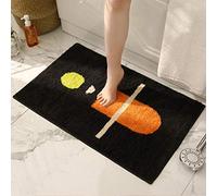 LNXSESN Bath Mat Black Yellow Pattern Bathroom Mat Soft Microfiber Bath Mats Non Slip Bath Matt Ultra Water Absorbent Bathmat Door Mat Machine Washable Bathroom Rug 50x80cm