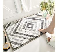 LNXSESN Bath Mat Grey Beige Rhombus Bathroom Mat Soft Microfiber Bath Mats for Bathroom Non Slip Bathroom Rug Ultra Water Absorbent Bathmat Machine Washable Bath Matt Door Mat 50x80cm
