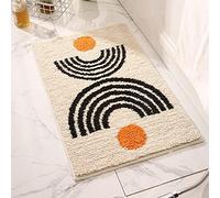 LNXSESN Bath Mat Orange Beige Black Bathroom Mat Soft Microfiber Bath Mats Non Slip Bath Matt Ultra Water Absorbent Bathmat Door Mat Machine Washable Bathroom Rug 50x80cm