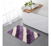 LNXSESN Bath Mat Purple Beige Stripes Bathroom Mat Soft Microfiber Bath Mats for Bathroom Non Slip Bathroom Rug Ultra Water Absorbent Bathmat Machine Washable Bath Matt Door Mat 50x80cm