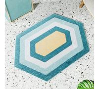 LNXSESN Bath Mat Yellow Cyan Hexagon Bathroom Mat Soft Microfiber Bath Mats for Bathroom Non Slip Bathroom Rug Ultra Water Absorbent Bathmat Machine Washable Bath Matt Door Mat 40x60cm