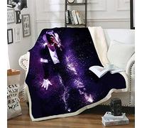 LNXSESN Blanket Michael Jackson Purple Fleece Blanket Flannel and Lamb Wool Fluffy Blanket Soft Thick Blanket for Bed Reversible Sherpa Blanket Lightweight Sofa Throw 130x150cm