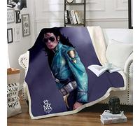 LNXSESN Blanket Purple Michael Jackson Fleece Blanket Flannel and Lamb Wool Fluffy Blanket Soft Thick Blanket for Bed Reversible Sherpa Blanket Lightweight Sofa Throw 150x180cm