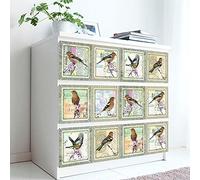 LNXSESN Green Animal Bird PVC Tile Stickers, Wall, Waterproof, Self Adhesive, 10x10cm, 10 Count