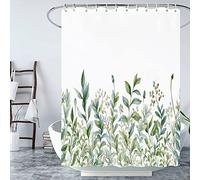 LNXSESN Shower Curtain Green Blue Cream Shower Curtains Mould Proof Resistant Washable Polyester Bathroom Curtains Quick Dry Shower Curtains Durable Wet Room Shower Curtain with 12 Hooks 120x180cm