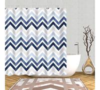 LNXSESN Shower Curtain Striped Blue White Shower Curtains Mould Proof Resistant Washable Polyester Bathroom Curtains Quick Dry Water Proof Durable Wet Room Shower Curtain with 12 Hooks 120x180cm