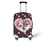 LNXSESN Suitcase Cover Cat Pink Black Luggage Covers for Suitcases Elastic Spandex Washable Suitcase Covers Protectors Scratch Resistent Quick Fix and Remove Luggage Cover with Zipper Fit 29-32 Inch