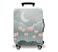 LNXSESN Suitcase Cover Moon Butterfly Luggage Covers for Suitcases Elastic Spandex Washable Suitcase Covers Protectors Scratch Resistent Quick Fix and Remove Luggage Cover with Zipper Fit 26-28 Inch