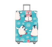 LNXSESN Suitcase Cover Penguin Blue Red Suitcase Covers Protectors Elastic Spandex Washable Luggage Covers for Suitcases Scratch Resistent Quick Fix Luggage Protector with Zipper Fit 26-28 Inch