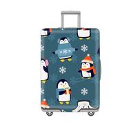 LNXSESN Suitcase Cover Penguin Snowflakes Suitcase Covers Protectors Elastic Spandex Washable Luggage Covers for Suitcases Scratch Resistent Quick Fix Luggage Protector with Zipper Fit 26-28 Inch
