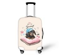LNXSESN Suitcase Cover Pink Dog Black Luggage Covers for Suitcases Elastic Spandex Washable Suitcase Covers Protectors Scratch Resistent Quick Fix and Remove Luggage Cover with Zipper Fit 22-25 Inch