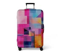LNXSESN Suitcase Cover Pink Geometry Luggage Covers for Suitcases Elastic Spandex Washable Suitcase Covers Protectors Scratch Resistent Quick Fix and Remove Luggage Cover with Zipper Fit 26-28 Inch