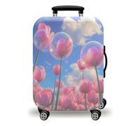 LNXSESN Suitcase Cover Pink Geometry Luggage Covers for Suitcases Elastic Spandex Washable Suitcase Covers Protectors Scratch Resistent Quick Fix and Remove Luggage Cover with Zipper Fit 26-28 Inch