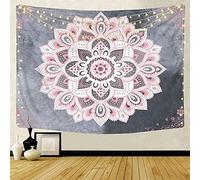LNXSESN Tapestry Grey Pink Mandala Tapestry for Bedroom Aesthetic Wall Tapestry Polyester Room Decor Wall Hanging Wall Art Tapestries Wall Decor Home Decor Accessories 150x130cm