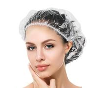 LNYMZD 100 Pieces Disposable Shower Caps, Waterproof Transparent Plastic Shower Cap, Hair Protection Hair Cap for Salon, Spa, Travel, Hotel, Shower, Braids, Transparent Bath Accessories