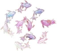 100Pcs Cute Mini Shiny Resin Goldfish Figurines Garden Accessories Miniature Decorations Fairy Ornament Mix Colors Outdoor Statues Sculptures