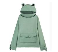 LNYSOTX Frog Hoodie Sweatshirt Zipper Mouth for Women Teen Girls, Green-cotton, S