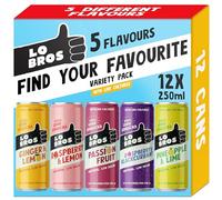 Lo Bros Kombucha Drink - Find Your Favourite Flavour - Sparkling Refreshing Soft Drink with Natural Ingredients and Live Cultures, Probiotic for Gut Health, Low Sugar, Vegan, Gluten Free - 12 x 250ml