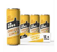 Lo Bros Kombucha - Ginger & Lemon - Sparkling Refreshing Drink with Natural Ingredients and Live Cultures, Supports Gut Health, Low Sugar, Vegan, Gluten Free- 12 x 250ml