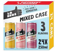 Lo Bros Kombucha - Mixed Pack with 3 Flavours - Sparkling Refreshing Soft Drink with Natural Ingredients and Live Cultures, Supports Gut Health, Low