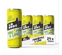Lo Bros Kombucha - Pineapple & Lime - Sparkling Refreshing Drink with Natural Ingredients and Live Cultures, Supports Gut Health, Low Sugar, Vegan, Gluten Free - 24 x 250ml