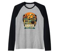 lo-fi cat Raglan Baseball Tee