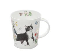 LO-FLOC-BW Black and White Floral Cats Bone China Mug - Lomond Shape 0.32l
