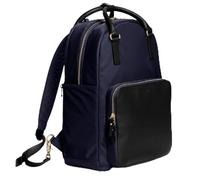 Lo & Sons Original The Rowledge Convertible Black Nylon Backpack Tote for Women - Work, Travel Bag, Fits 13” Laptop, Deep Navy / Gold / Camel, L, The Rowledge